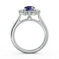 thumbnail image 3 of 1.55 Ct Beautiful Floral Halo Round Shape Natural Blue Sapphire Diamond Engagement Ring for her 14K White Gold Size 6, 3 of 7