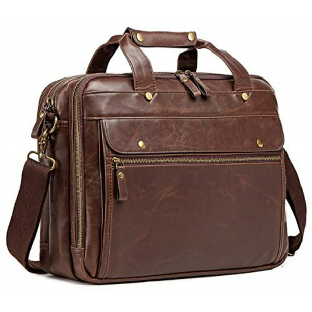 bosidu - leather briefcase for men computerbag laptop bag waterproof ...