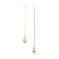thumbnail image 1 of Pendientes colgantes con borlas y decoración de diamantes de imitación elegantes de lujo para mujer (asimétrico dorado), 1 of 2