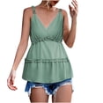 thumbnail image 4 of Fashion Women's Summer Casual V Neck Ruffles Solid Color Tops Sling Vest, 4 of 9