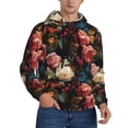 thumbnail image 2 of Rateoe Rose Flowers Pattern Mens Hoodie, Pullover Hooded Sweatshirt, Kangaroo Pocket Hoodie Ideal for Daily Wear, Travel and Home-Large, 2 of 7