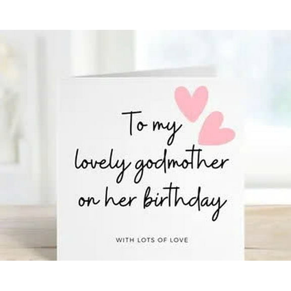 Birthday Card for Godmother – Elegant Design with Hearts – Perfect for Celebrating Your Lovely Godmother on Her Special Day