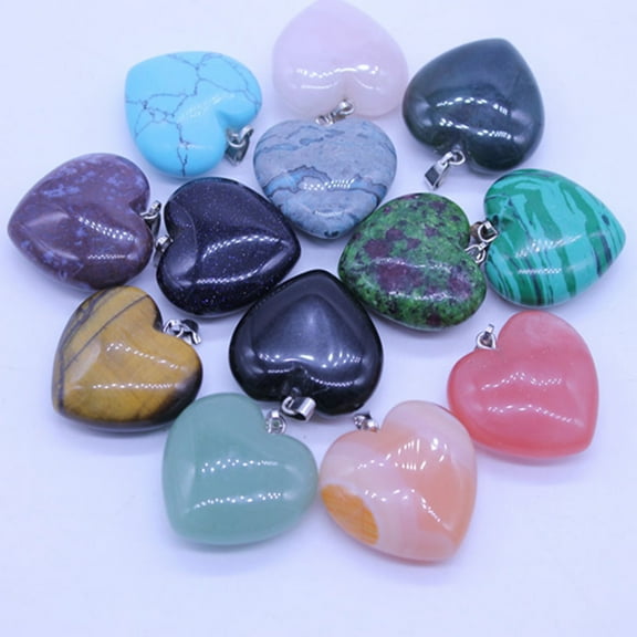 HONITANO Heart Shaped Stone Pendants 20Pcs for Necklace Making Diy Jewelry Supplies Assorted Color