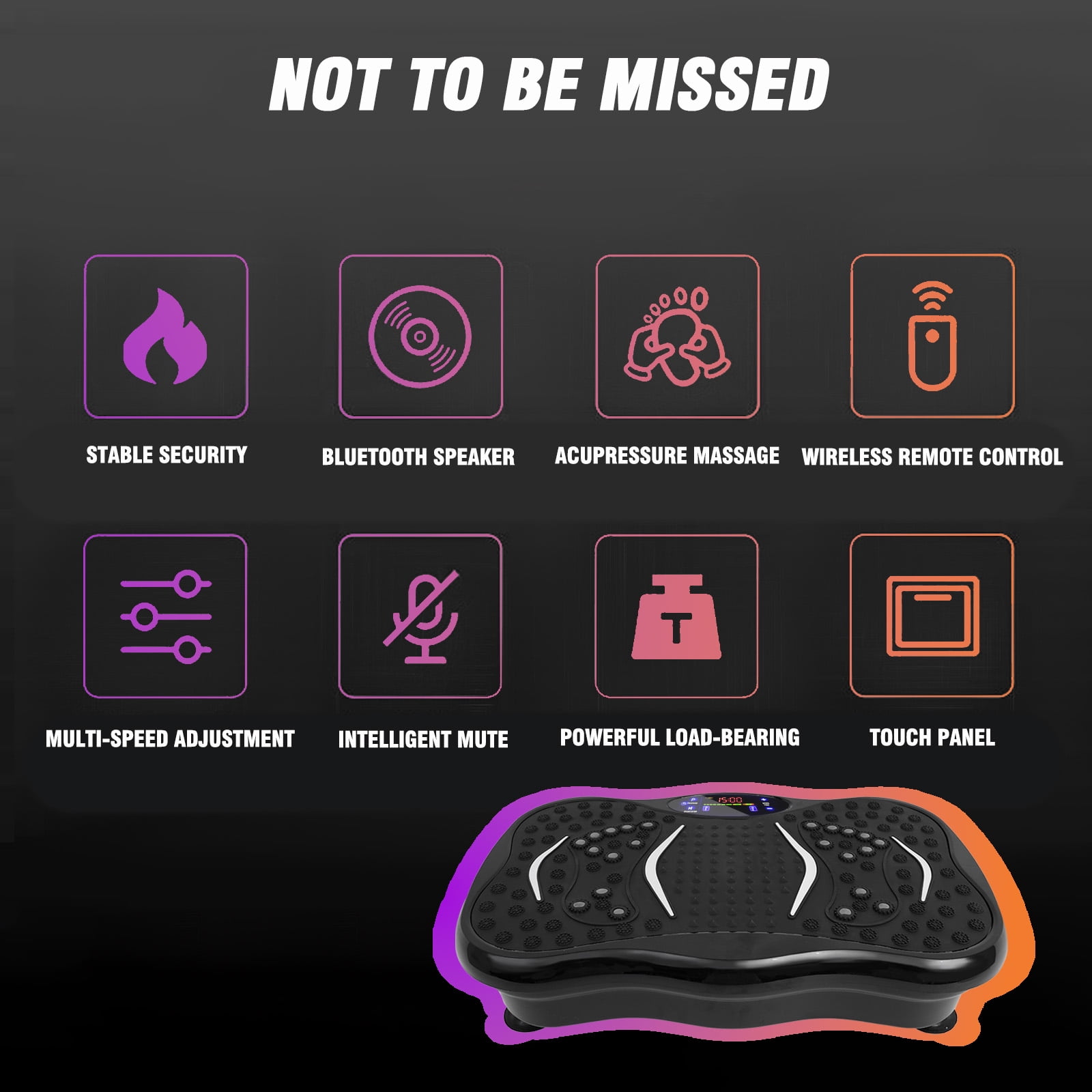 Vibration Plate Exercise Machine with 99 Levels Speed and Bluetooth, Vibrating Plate Machine for Weight Loss, Body Shaping, Health Conditioning, and Massage, Black