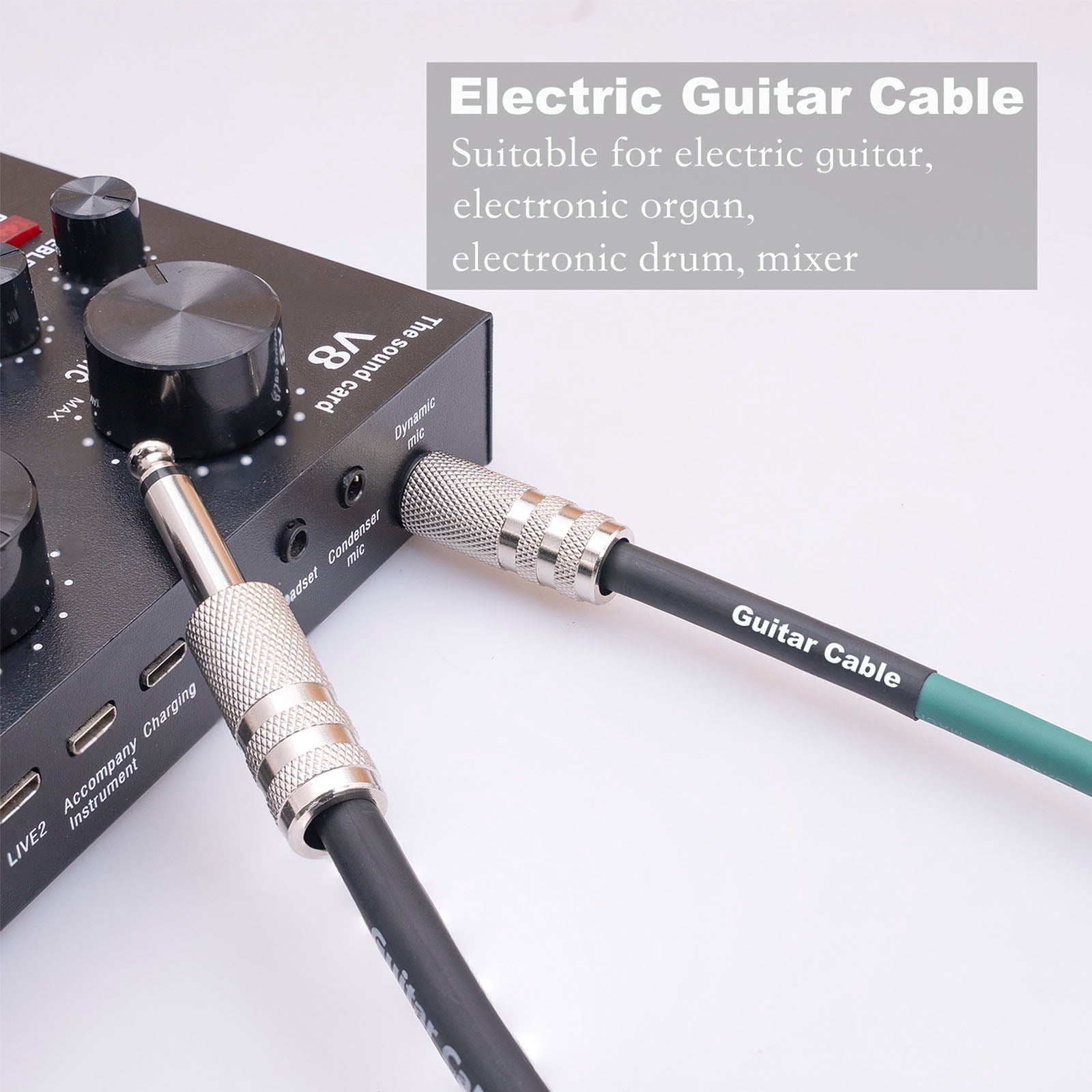 6.35mm 1/4" Mono Cable for Electric Guitar, Electronic Drum Pad, Electric Bass Effective Interference Rejection