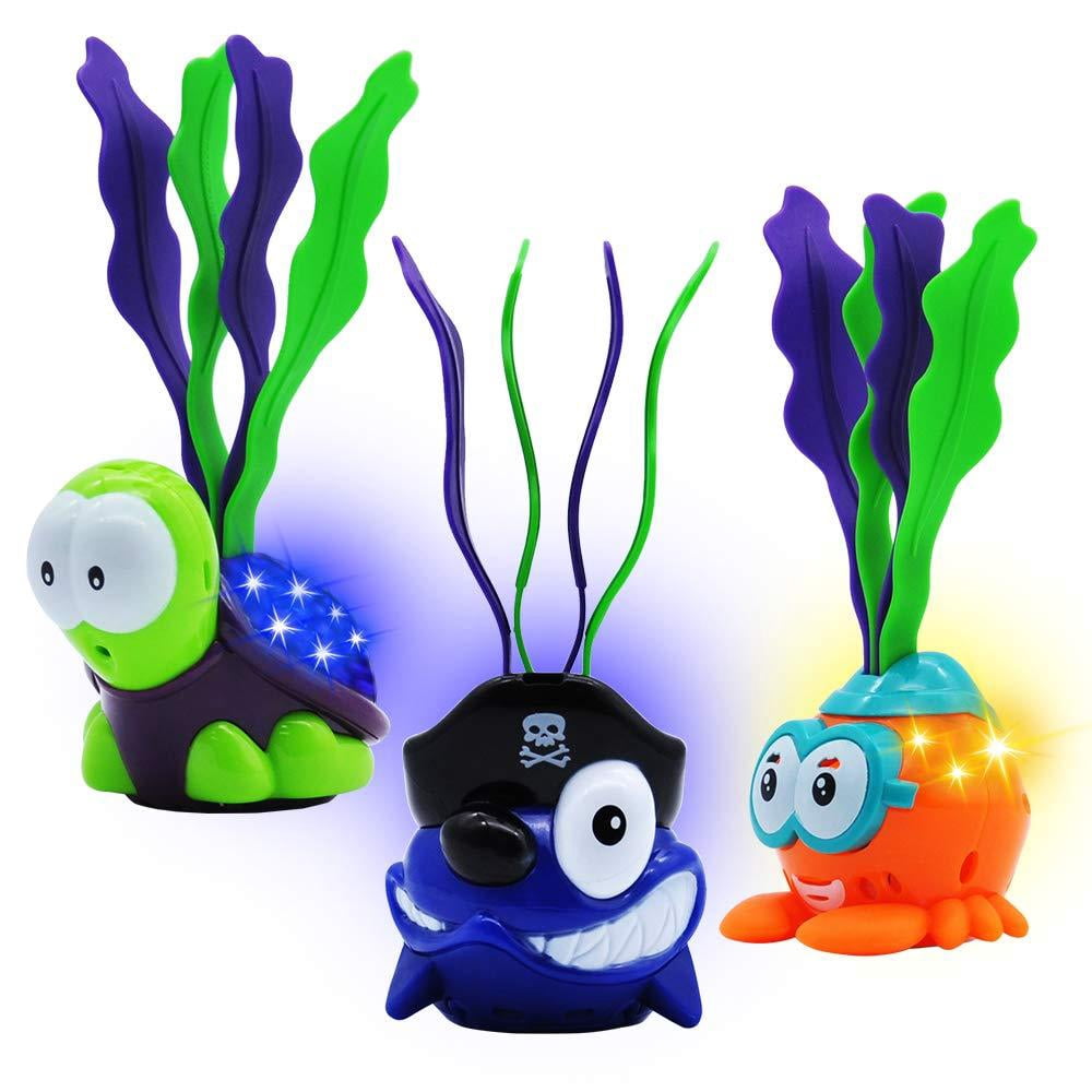 JOYIN Light-up Diving Pool Toys Set Includes 3 Diving Toy Animals ...