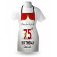 thumbnail image 3 of 75th Birthday Apron Royal Birthday Party Floral Invitation Ceremony Please Join Us, Unisex Kitchen Bib Apron with Adjustable Neck for Cooking Baking Gardening, Gold Vermilion Silver, by Ambesonne, 3 of 3