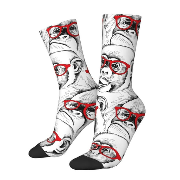 Logiee Monkey Print Adult Socks for Men & Women,Calf Socks, Ankle Socks,Boots Socks,Breathable Casual Sock,Unisex Crew Socks