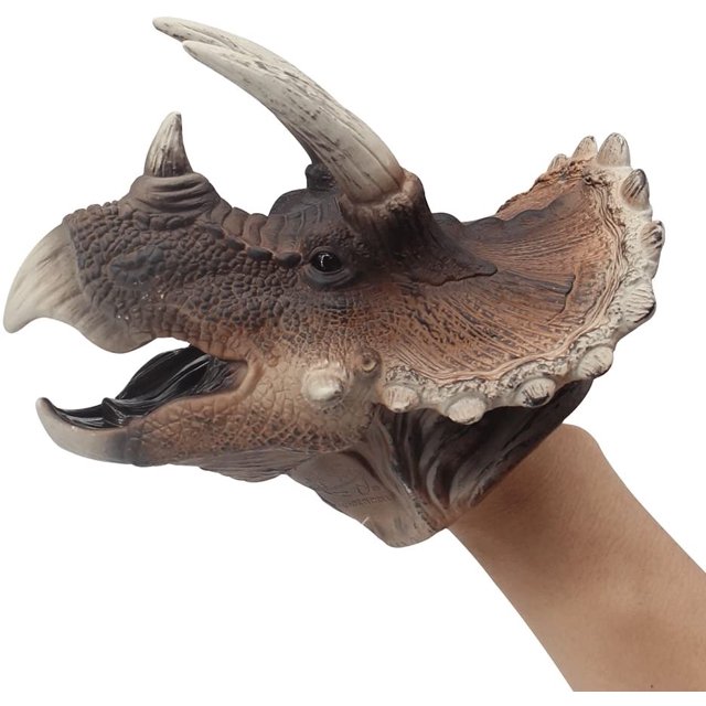 Marionnettes Réalistes en Caoutchouc Souple Jouet de Rôle pour Enfants et Tout-Petits (Triceratops)