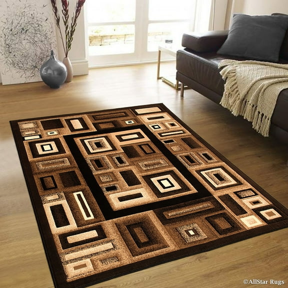 Allstar Black Abstract Modern Area Carpet Rug (5' 2" x 7' 2")