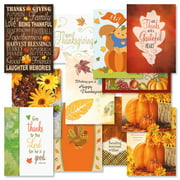 Faith Thanksgiving Greeting Cards Value Pack - Set of 12, Themed Holiday Card Variety Pack, Assortment of 12 Unique Designs, Large 5 x 7 Inch Size, Envelopes Included