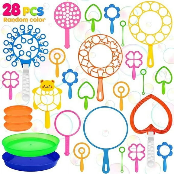 Zsiparty 28 Pcs Big Bubble Wands Set for kids, Giant Bubble Maker Toys with Tray for Summer Outdoor Activities Party Favors Gifts & Wedding