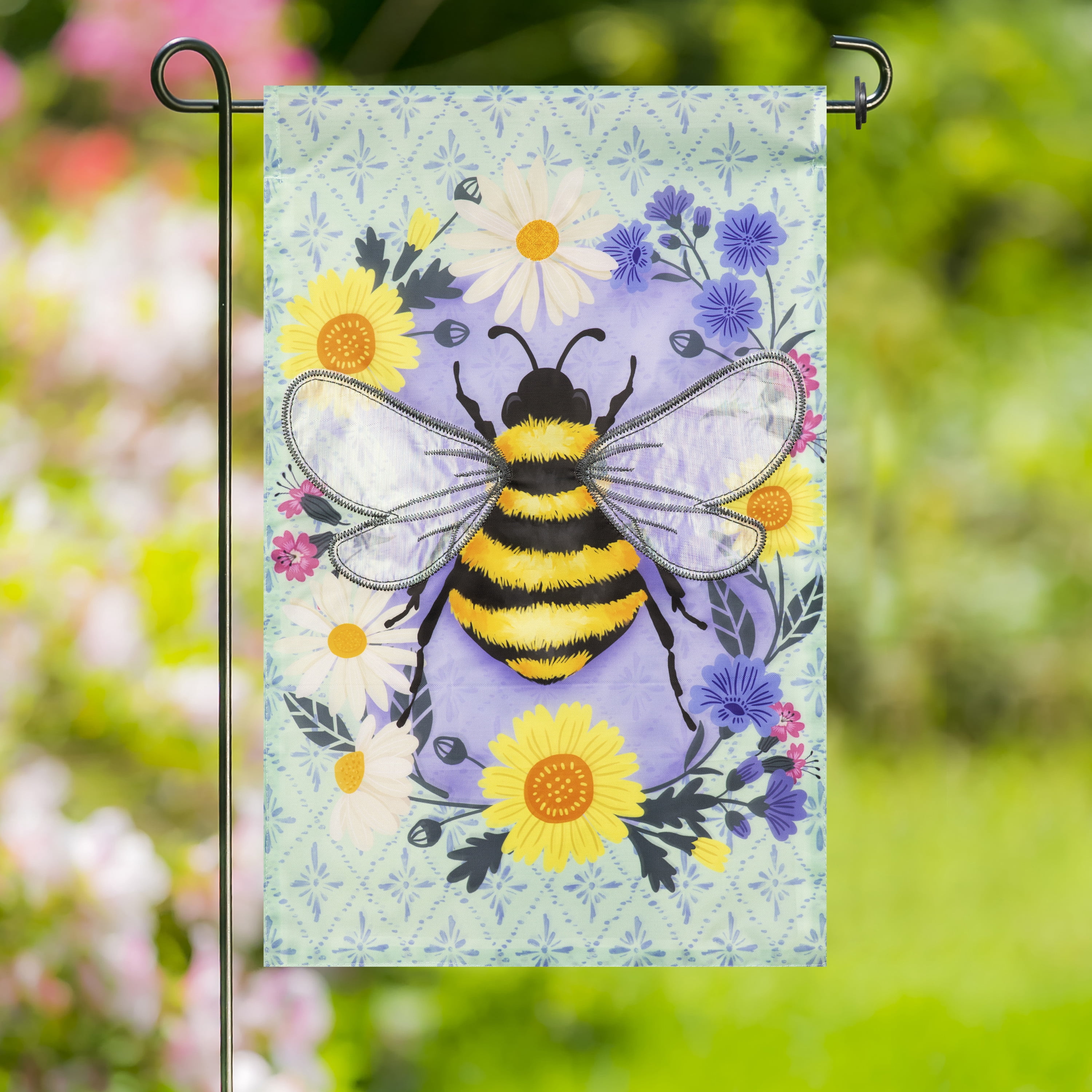 Meadow Creek 11.5" x 18" Spring Bee and Flower Outdoor Yard Flag