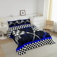 thumbnail image 3 of Erosebridal Checkered Flag Bedding Toddler Comforter Set, Blue Geometry Down Comforter, Extreme Sports Decor, Lightweight 2pcs, 3 of 8