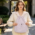 thumbnail image 4 of Foldable Lightweight Nylon Cinch Drawstring Bag, Unisex String Backpack for Men Women, Portable Storage Sack for Gym, Sports, Travel, Shopping and Casual Outdoor Use (Purple), 4 of 6