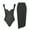 Black-Set, variant on Women's Beachwear Bathing Suit Solid Color One Piece Swimsuit Set Retro Belly Covering Slimming Swimsuit