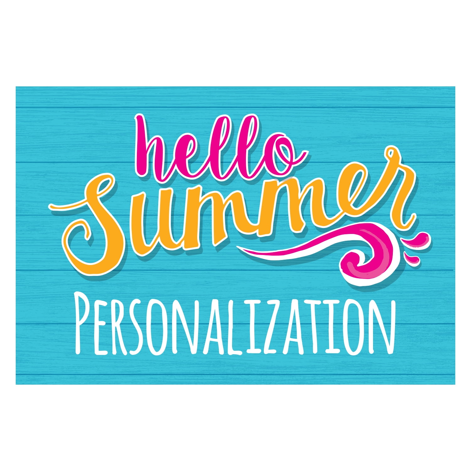 Personalized Planet 27x18 Hello Summer Doormat with Custom Personalization Printed on Blue Rectangular 1/8” Thick Non Slip Mat for Kitchen Hallway Deck or Porch
