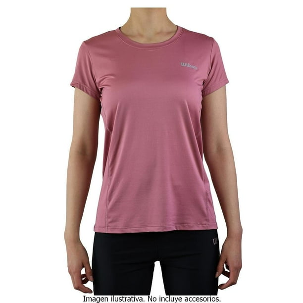 Playera Wilson para Mujer, Deportiva Cuello Redondo Rosa Talla 2EG