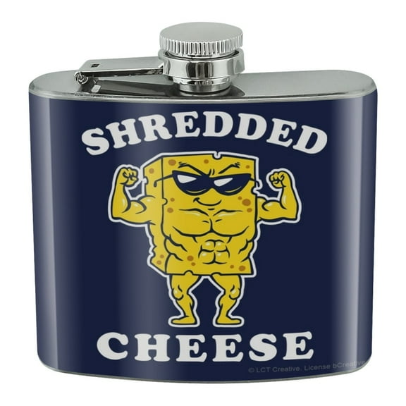 Shredded Cheese Muscles Funny Humor Stainless Steel 5oz Hip Drink Kidney Flask
