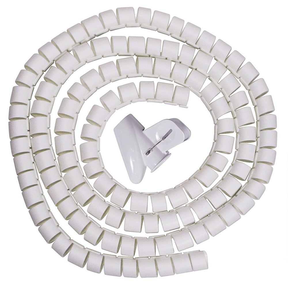 15mm Flexible Spiral Tube Cable Wire Wrap Computer Manage Cord White
