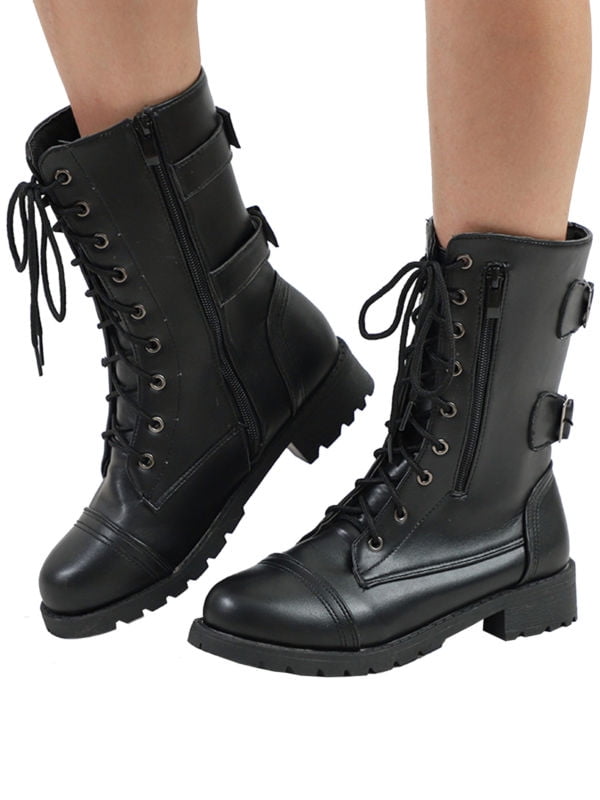 ladies leather combat boots