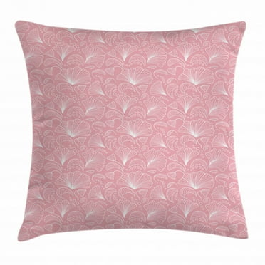 Light Pink Throw Pillow Cushion Cover, Ornamental Floral Pattern with Swirled Lines Flourishing Petals Elegance Girls Design, Decorative Square Accent Pillow Case, 24 X 24 Inches, White, by Ambesonne