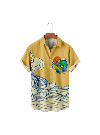 LUXIFER Men's and Boy's Hawaiian Shirts Print Foral Holiday Hawaiian Shirts  for Father Son