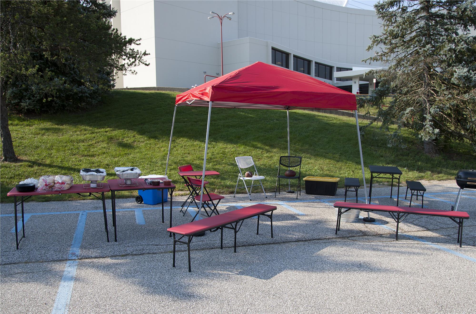 18" x 26" Indoor Outdoor Adjustable Height Personal Folding Table, Red, 2-pack