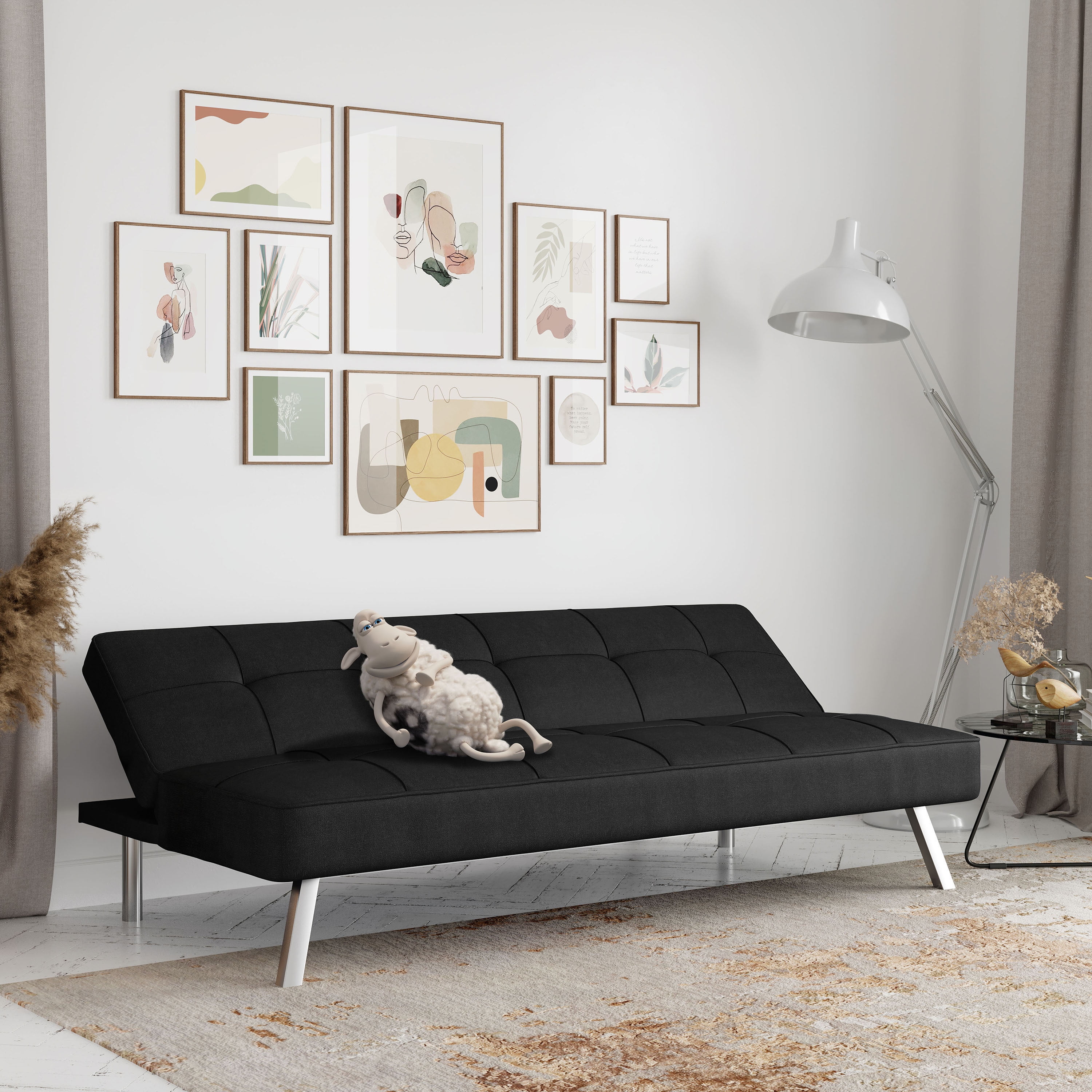 Serta Chelsea Modern Full Futon Black Fabric for Bedroom Spaces Walmart