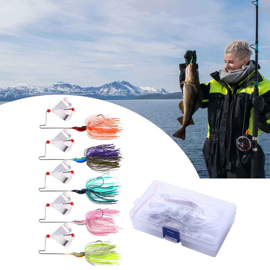 5Pcs Fishing Buzzbait Lures Spinnerbait Fishing Lures Swim Jigs Fishing Lure for Freshwater Saltwater Fishing Lures