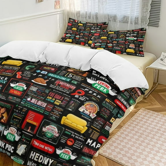 FRIENDS TV Show Quotes Set Duvet Cover Bedding Set Duvet Cover Polyester Quilt Cover for Twin Size