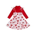 thumbnail image 1 of Gupgi 2 Pcs Tenue de la Saint-Valentin pour Petites Filles 2 3 4 5 6 7 8 Ans Enfants Manches Longues Col Roulé Côtelé Rouge Hauts Robe Nuisette à Imprimé Cœur avec Nœud, 1 of 9