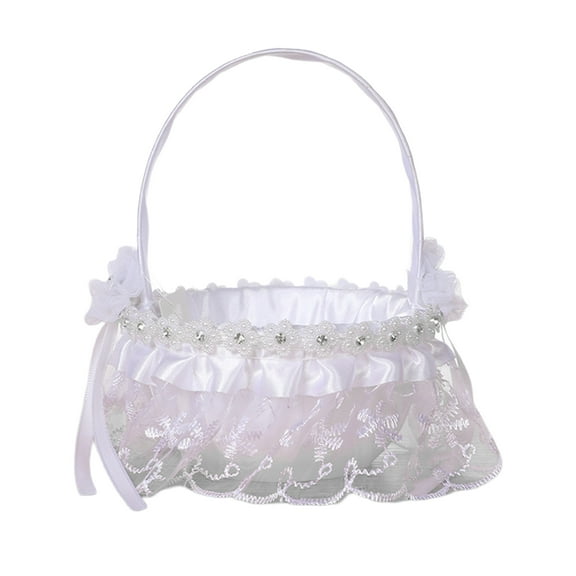 GROFRY Decorative Flower Basket Eye-catching Romantic Bridal Girl Flower Basket Wedding Supplies