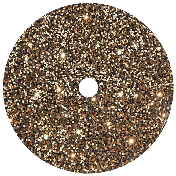 Sparkling Yellow Christmas Tree Skirt with Sequins 18 Inch Glittery Holiday Decor for Christmas Tree Base Cover