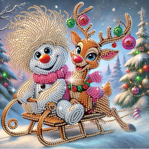 5D DIY Diamond Painting Kit Christmas Reindeer Theme Unique Diamond Shapes Handcrafted Artwork for Beginners and Adults Perfect for Home Wall Decor and Holiday Gifts