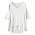 thumbnail image 1 of FAIWAD Womens Spring Summer Short Sleeve Tops V Neck Loose Irregular Hem Plus Size Pullover Tinic Tops, 1 of 6
