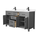 thumbnail image 3 of Wyndham Collection Beckett 60" Wood Double Bathroom Vanity in Dark Gray/Black, 3 of 6