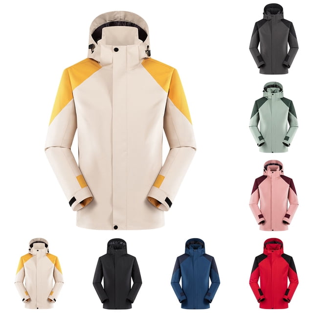 Sentmoon Men's Winter Jacket Color Block Long Sleeve Men's Coat Oversized Zipper Windbreaker Waterproof Men Hoodie with Pockets Fall Delightful for Commuting and Bike Riding Green XXXL
