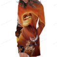 thumbnail image 3 of Vestido tipo túnica con capucha y bolsillos para mujer, estampado del Rey León de Disney, manga larga, sexy, ajustado, con bolso a la cadera, 3 of 5