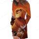 thumbnail image 3 of Vestido tipo túnica con capucha y bolsillos para mujer, estampado del Rey León de Disney, manga larga, sexy, ajustado, con bolso a la cadera, 3 of 5