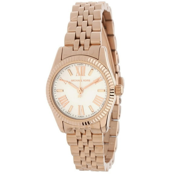 Michael Kors Women's MK3230 Petite Lexington Mini-Size White Dial Rose Gold Steel Watch