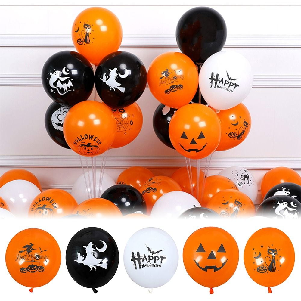 115pcs Halloween Decor Party Balloons Black Orange Purple Ghost Pumpkin Bat Balloons Halloween Party Decorations Supplies