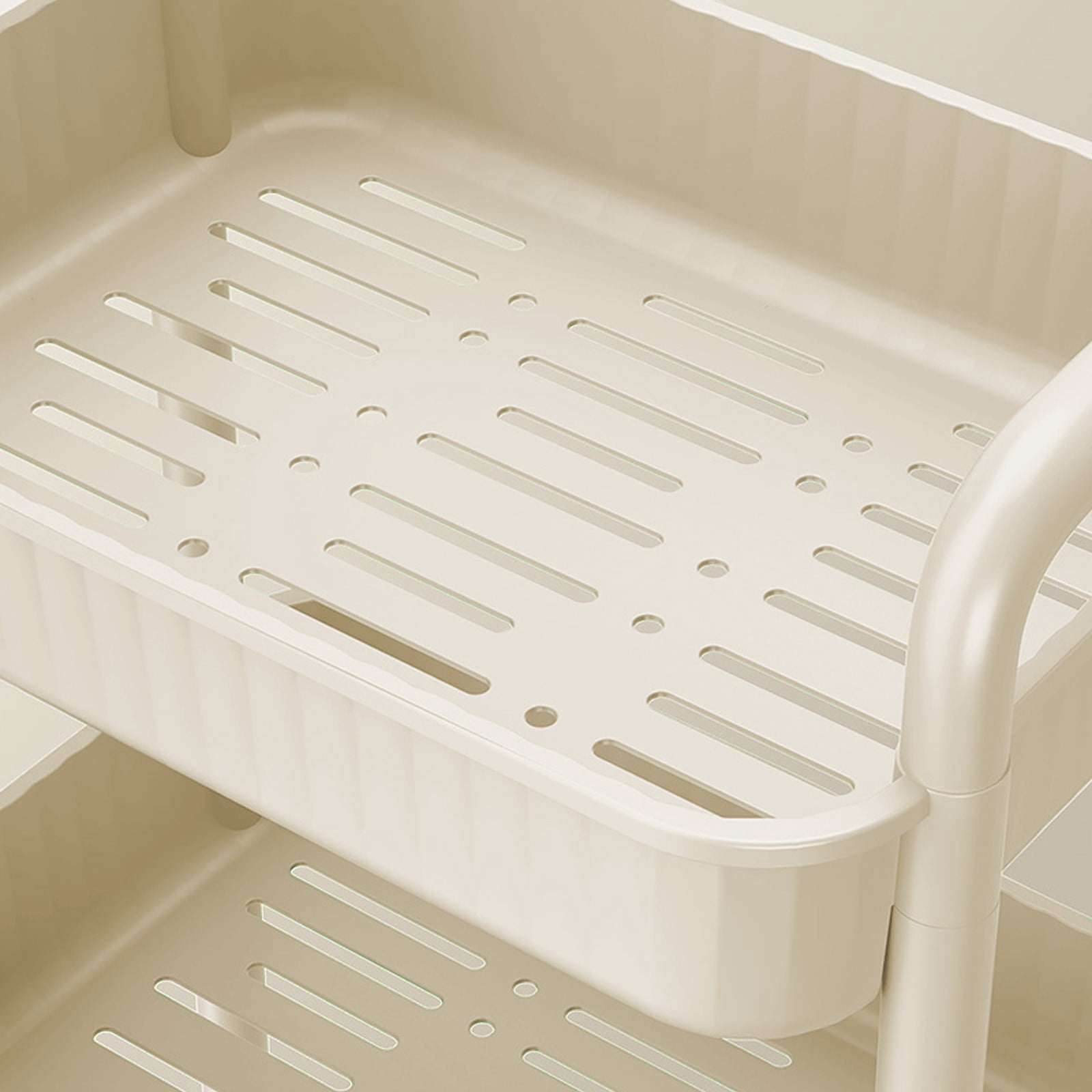Two Tier Plastic Rolling Cart With Locking Swivel Casters, Lightweight Sturdy Large Capacity, Easy Assembly Handle Design, Mobile Storage, For Kitchen Office Bedroom Pantry Laundry Room Organization