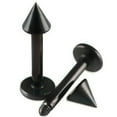 thumbnail image 3 of Black Titanium Lip Ring Flat Back with Spike 2 Piece (16g) (TL/8) (16gx5/16 x3 (1.2mmx8mmx3mm)), 3 of 3
