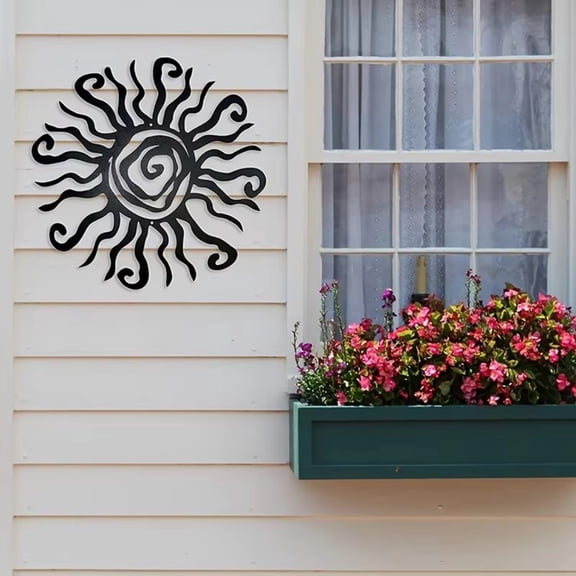 HELLOYOUNG Metal Wall Art Rustproof Outdoor Wall Decor Sculpture for Garden Patio, Black Iron Wall Hanging Home Decor for Living Room Backyard