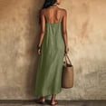 thumbnail image 6 of Diufon Cotton Linen Dresses for Women Sleeveless Spaghetti Strap Dress Solid Color Long Dress with Pockets, 6 of 10