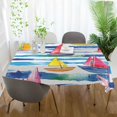 thumbnail image 3 of Yayeee Tablecloths 54" x 54" Rectangle Wrinkle Resistant Party Table Cover, Yellow Hand Drawn Sailboats, 3 of 8