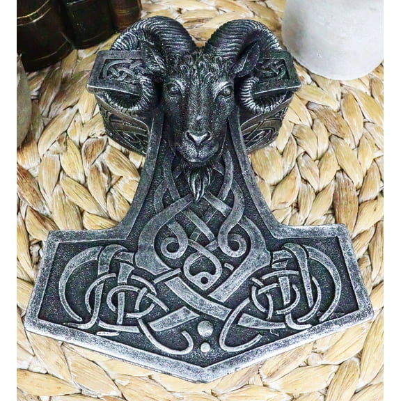 Viking Ram Skull Thor Hammer Mjolnir With Runes Knotwork Decorative Jewelry Box