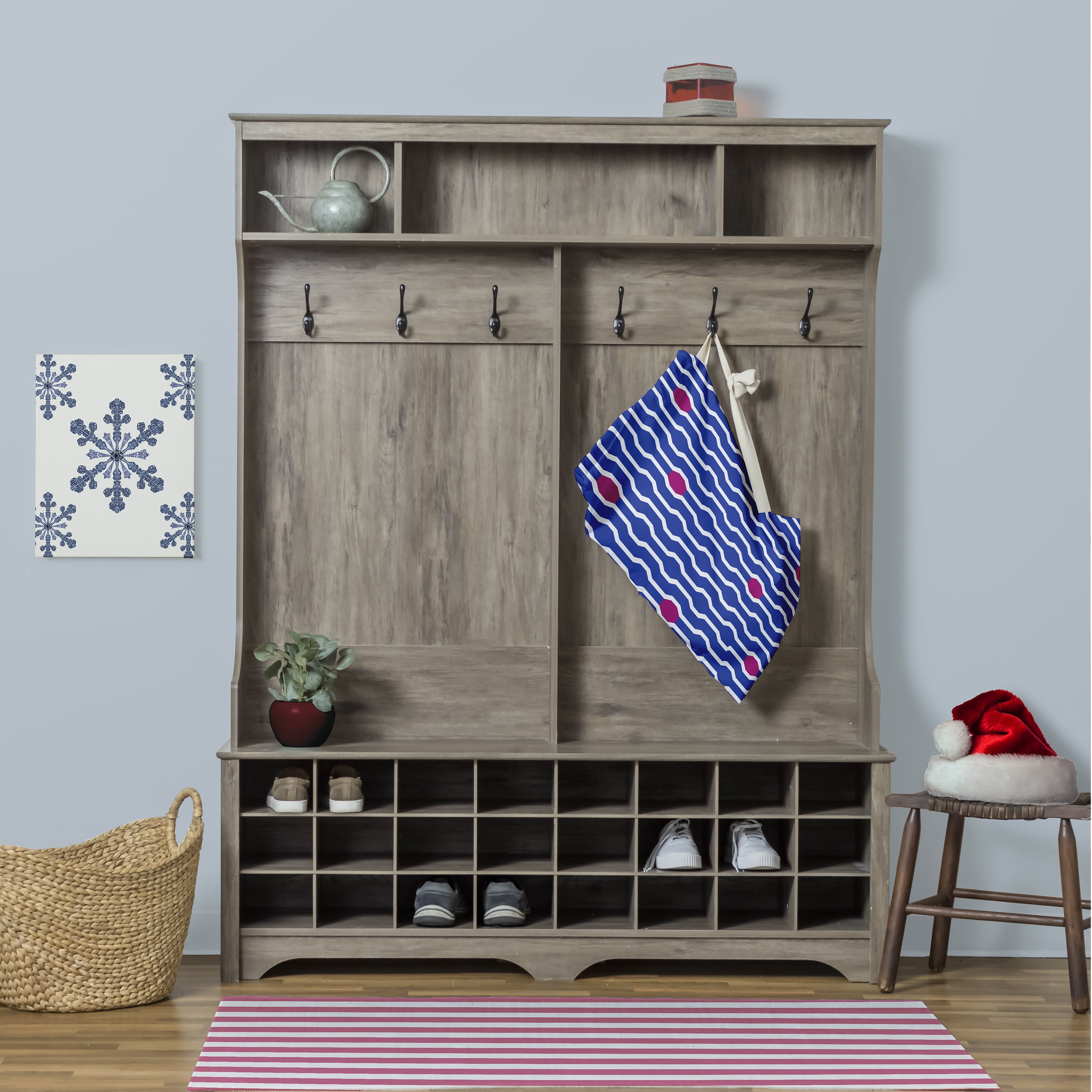 Simply Daisy Canvas Nuts & Bolts Geometric 18 x 29 in Blue Laundry Bag