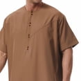 thumbnail image 6 of YLSDY Mens Kaftan Thobe V-Neck Half Sleeve Muslim Robe Dubai Long Gown Casual Saudi Arab Thobe Robes for Summer Beach Coffee XXL, 6 of 9